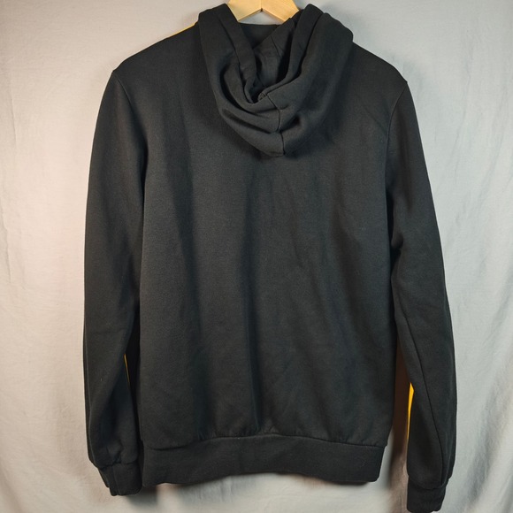 Adidas Black Zip Up Hoodie Track Jacket Yellow Stripes Logo Size S - Picture 2 of 12